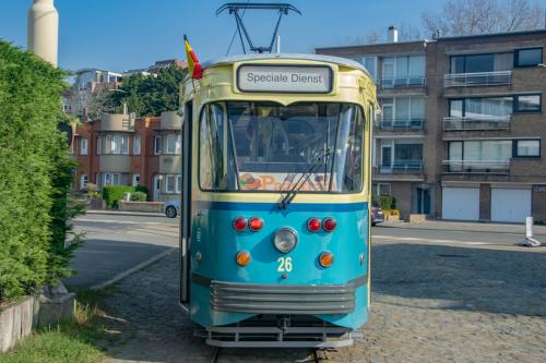 Deze PCC uit Gent is nu eigendom van TTO Noordzee.  We zien de tram in hun stelplaats te De Panne.